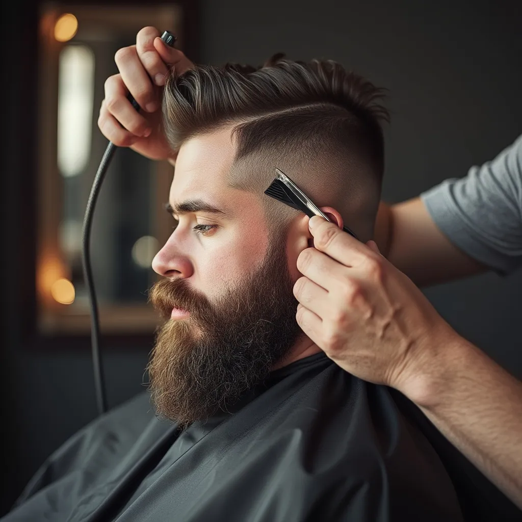 Interior elegante de la barbería con sillones de cuero oscuro