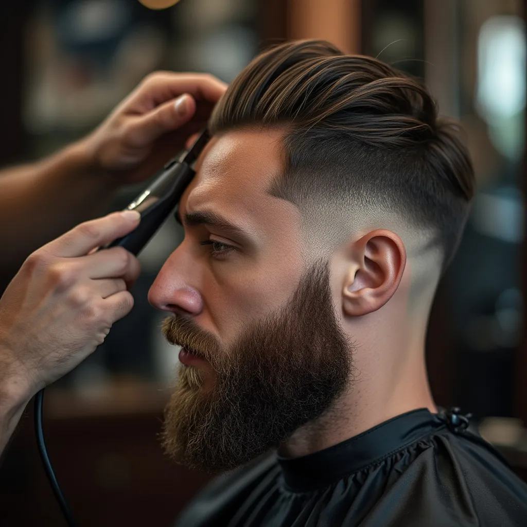Aplicación de aceite en barba con cuidado